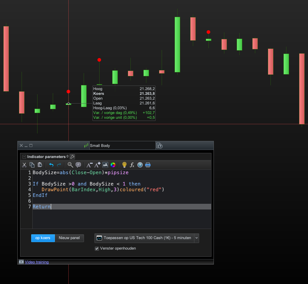 candele indicator small body - ProRealTime Forum - ProRealCode